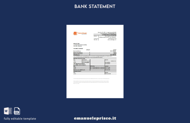modello excel di estratto conto della Mauritius Bank of Boroda in stile verifica